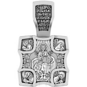 нательная икона господь вседержитель, архистратиг михаил, серебро 925 проба с платинированием (арт. 18.056р)