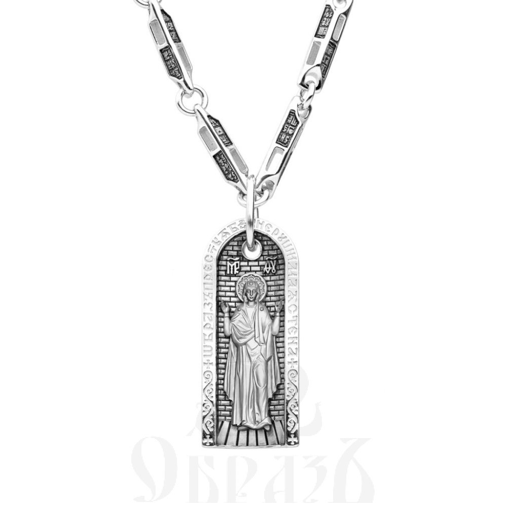 нательная икона божия матерь «нерушимая стена», серебро 925 проба (арт. 16.292а)